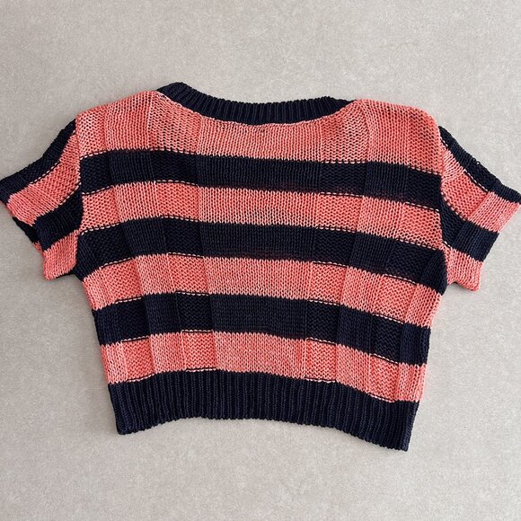 Topshop Knitted Striped Top in Black / Peach ASO Blake Lively Gossip Girl Set - Picture 4 of 8